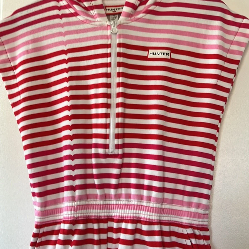 Hunter x Target adorable zip hooded striped romper 14/16 red pink beach day - Picture 5 of 6